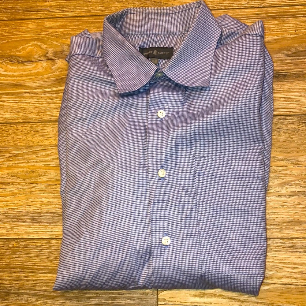 Men’s Robert Talbott Long Sleeve Button Down Blue and White Shirt Size XL 16/35